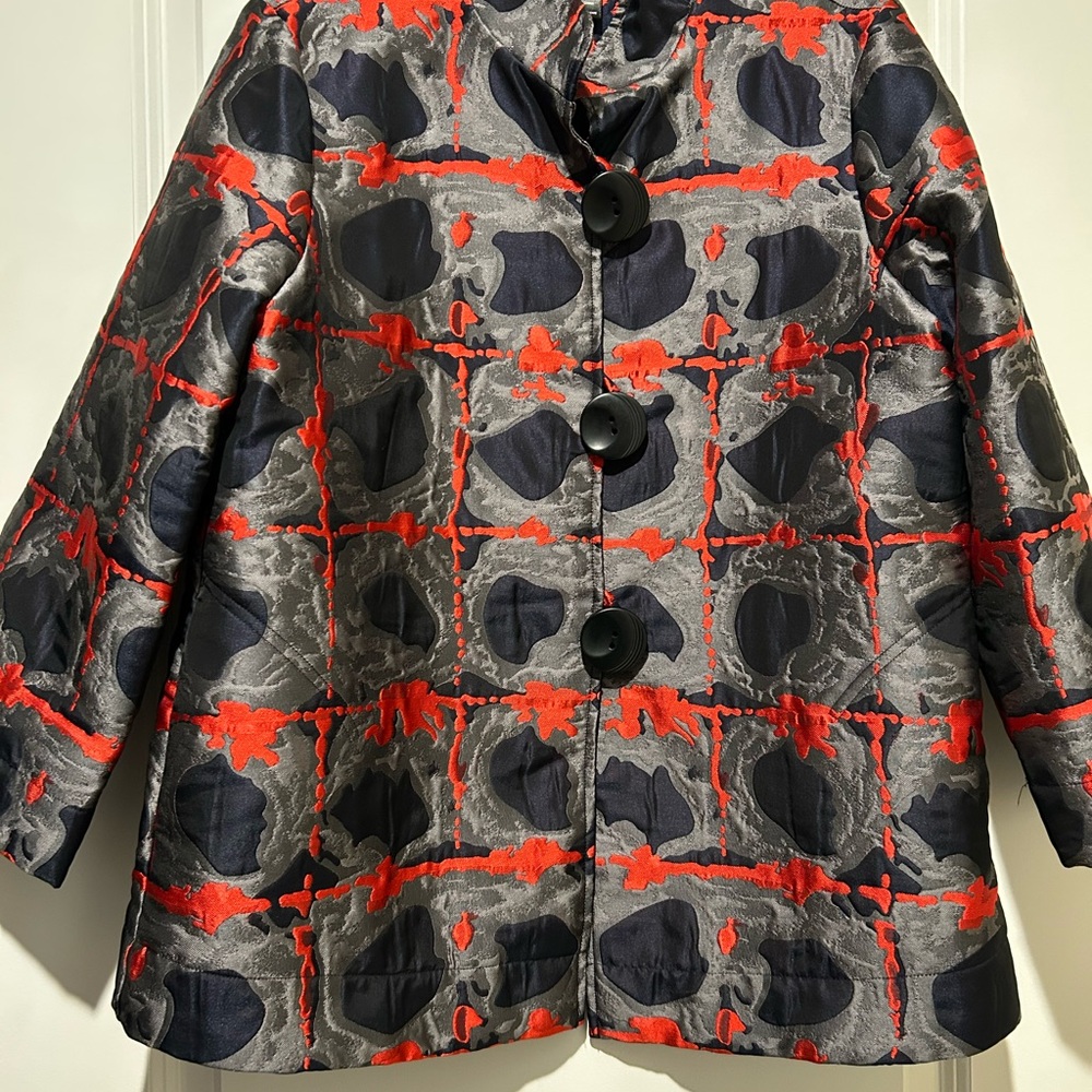 Ali Miles Red and Gray Patterned Jacket